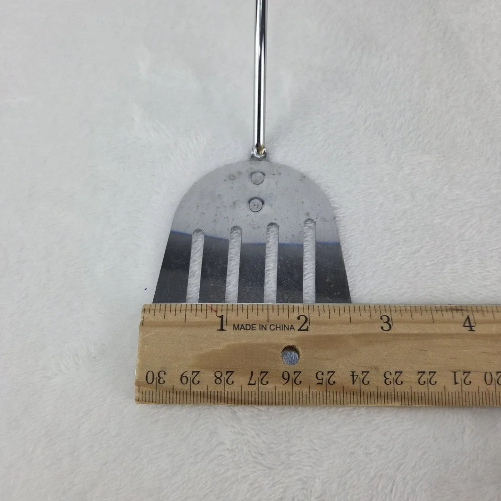 Vintage Slotted Turner Spatula AMES Black Plastic Handle Metal Shaft 10.5 Inch